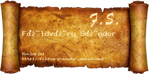 Földváry Sándor névjegykártya