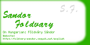 sandor foldvary business card